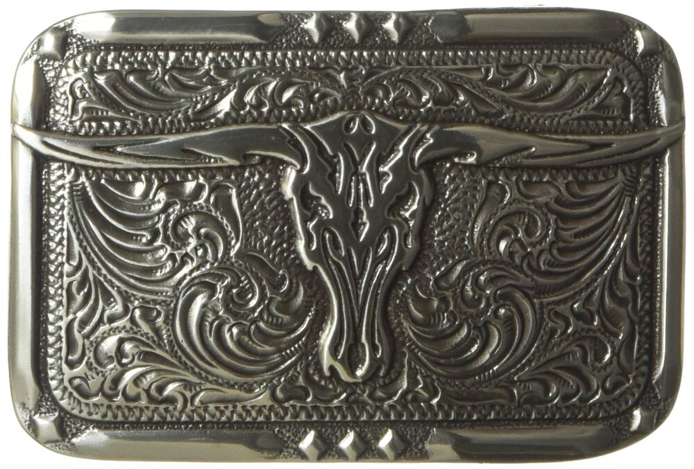 5767 Crumrine Square Steer Buckle, silver, One Size